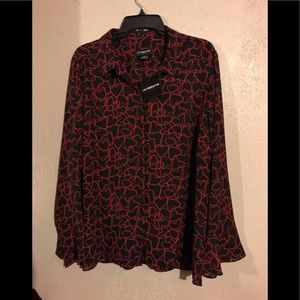 Liz Claiborne Black-Red “HEART” Blouse